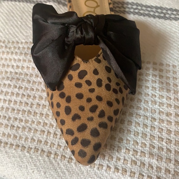 Ccocci cheetah mules bow shoe tan black faux suede - Picture 4 of 5